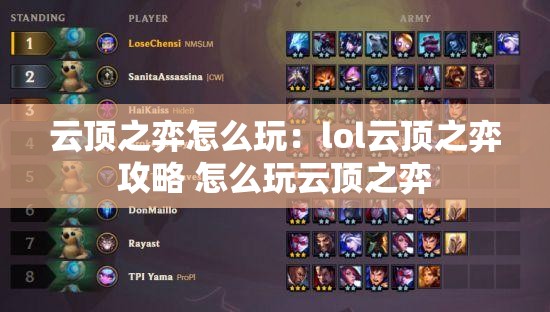 云顶之弈怎么玩：lol云顶之弈攻略 怎么玩云顶之弈