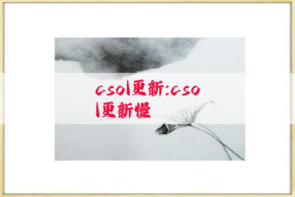 csol更新:csol更新慢