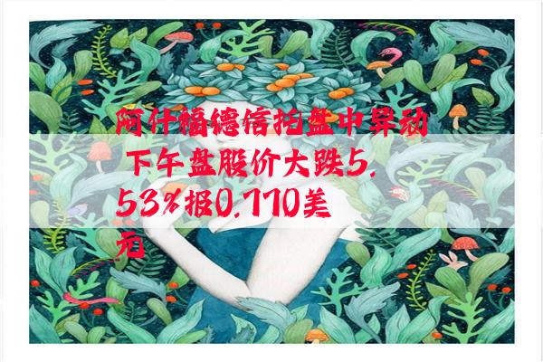 阿什福德信托盘中异动 下午盘股价大跌5.53%报0.770美元